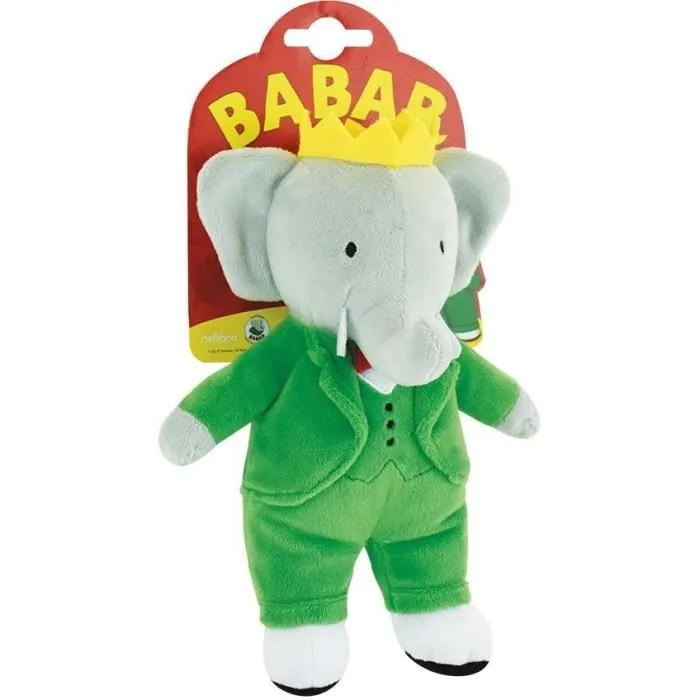 Babar Peluche Éléphant +/- 20 cm - JEMINI - Représentation parfaite du roi des éléphants.-1