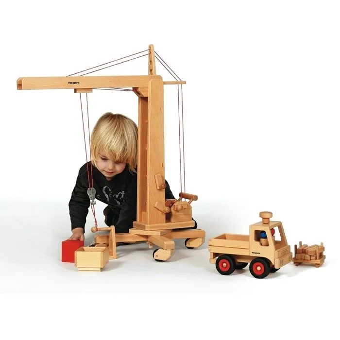 Grue à tour en bois - Fagus - Avec poulie et cordes - Pour enfant de 3 ans et plus - Utilisation intérieure-3