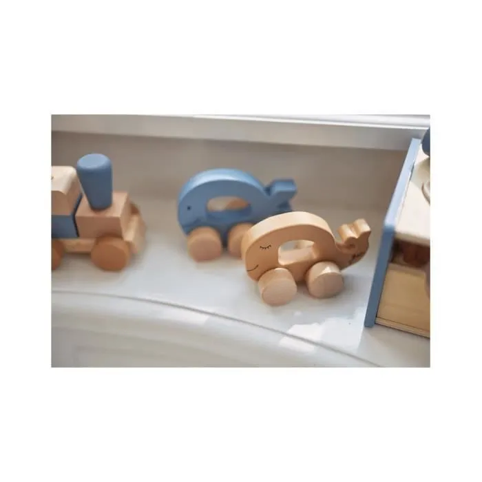 Jouet voiture en bois Animal Bleu-3