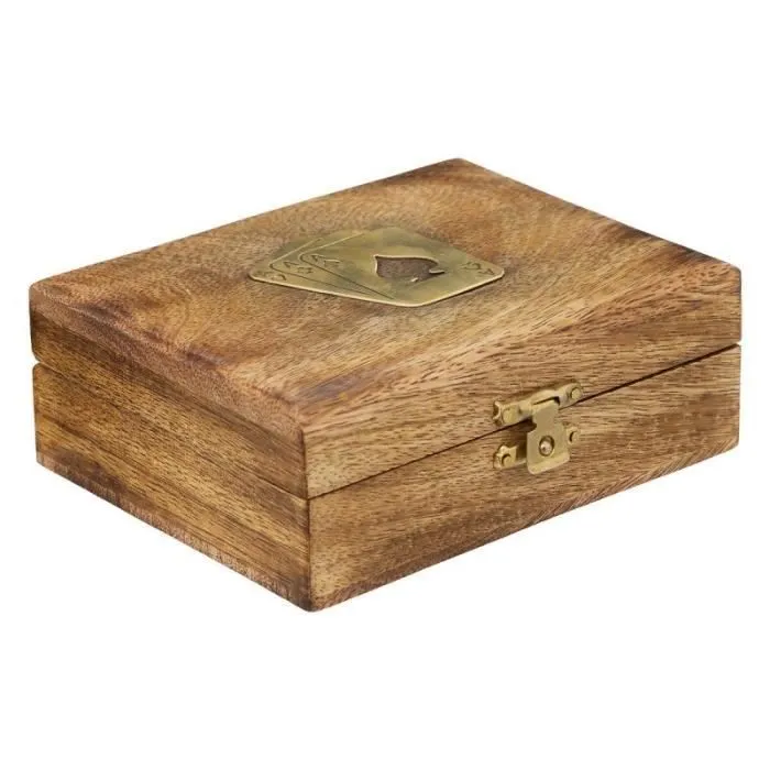 Jeu de Cartes en Bois "Odile" 11cm Marron-0