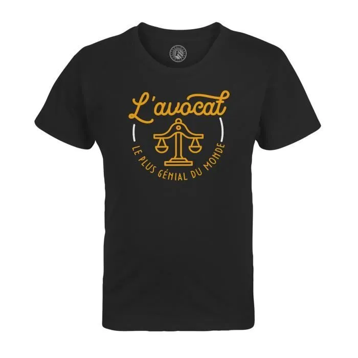 T-shirt Enfant Noir L'avocat Le Plus Génial du Monde Justice Loi Tribunal Procès Métier-0