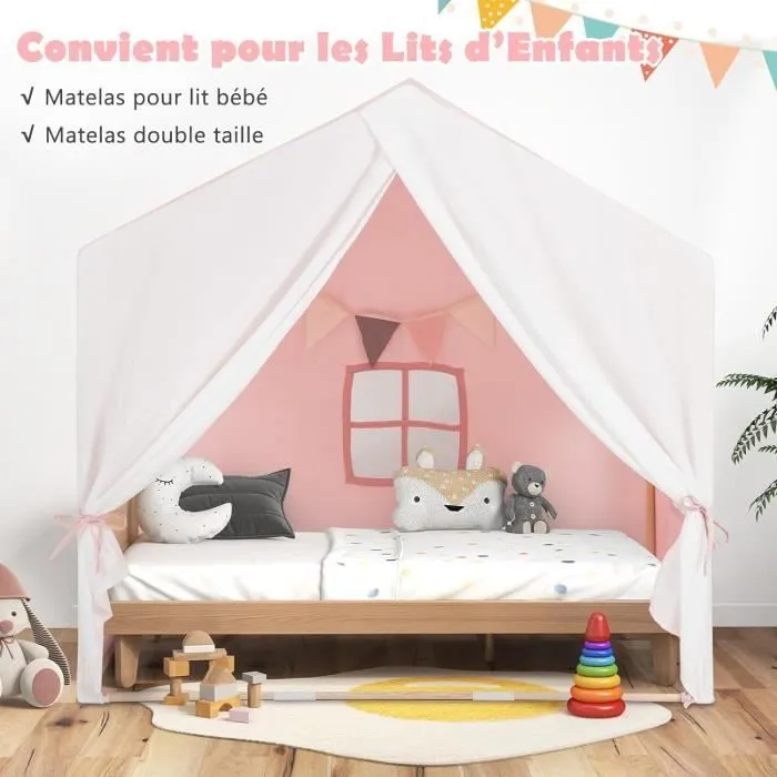 COSTWAY Tente de Jeu pour 3 - 4 Enfants 131 x 91 x 131 CM, Tapis Souple en Coton Intérieur-Extérieur, 3 Ans+ Rose-1