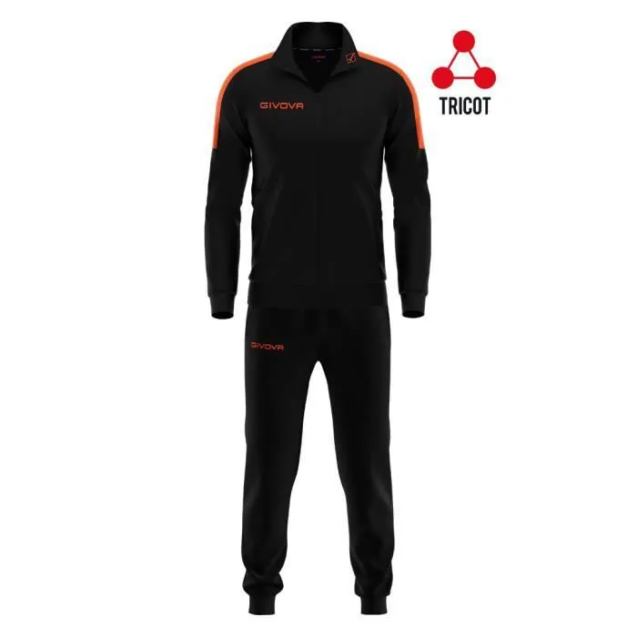 Survêtement enfant Givova Revolution - noir/orange fluo - triacétate polyester - multisport-0