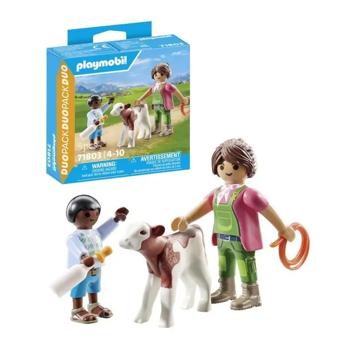 PLAYMOBIL 71803 Fermière et enfant avec veau, Duo Pack, Country La vie à la ferme, Dès 4 ans-2