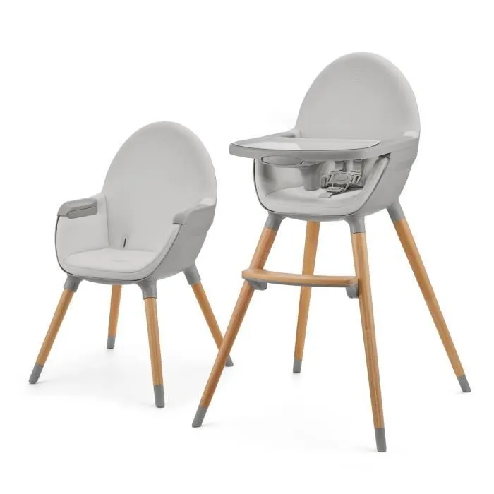 Chaise haute KINDERKRAFT FINI 2 Gris - Plateau réglable - Harnais de sécurité à 5 points-0