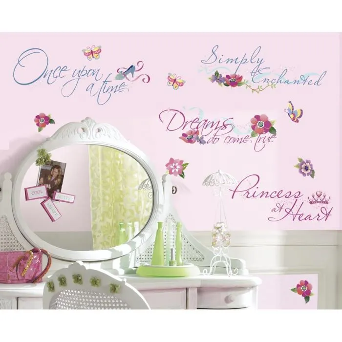 Stickers - Disney - Chambre Princesse - Pré-découpés - Repositionnables - 15 phrases-0