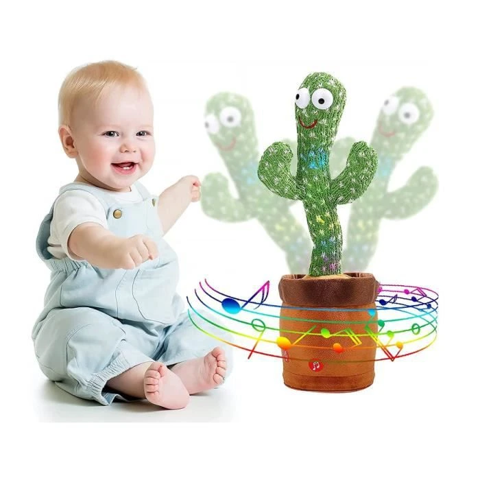 Cactus en Peluche Dansant - KAWAII - Cadeau pour Enfants - Vert et