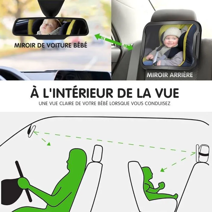 Retroviseur interieur auto Vinabo - Vinabo Miroir Voiture Bébé-1
