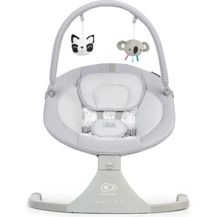 Transat-balancelle électrique Kinderkraft LULI - De la naissance à 6 mois - 5 Modes de Vibration - Gris-0