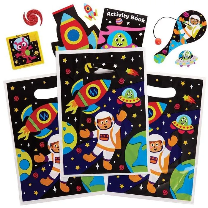 Baker ross - FX320 - Sacs Anniversaire Enfant motif Systeme Solaire - Lot de 10, Decoration Anniversaire Enfant ()-0