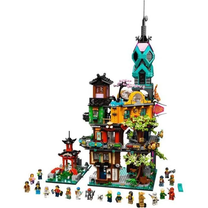 Lego Ninjago - Les jardins de la ville de NINJAGO - Modèle de maison ninja à 3 niveaux - 19 figurines incluses-0