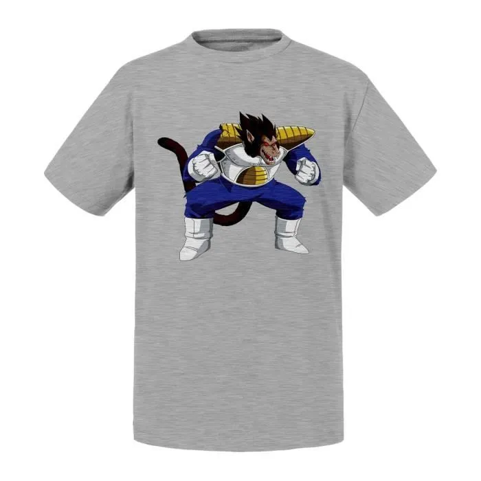 T-shirt Enfant Gris Dragon Ball Dbz Vegeta Oomaru Big Monkey Manga Anime-0