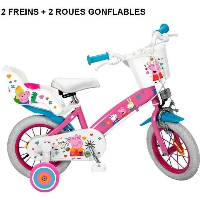 Velo enfant - Peppa Pig - 12 pouces Stabilisateur - fille - 3 à 5 ans-0