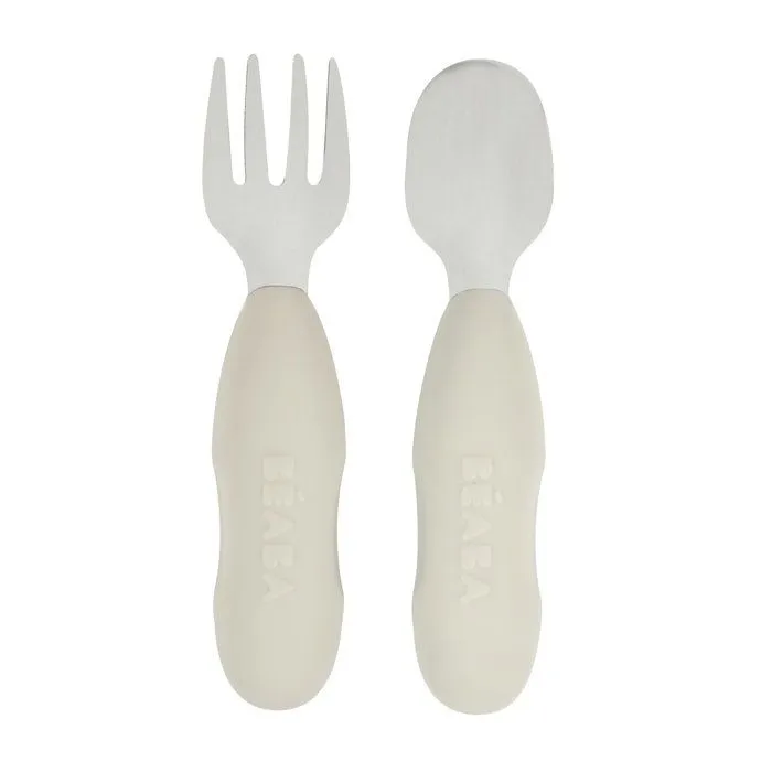 Lot 2 pré-couverts d'apprentissage Inox Gris velours-0