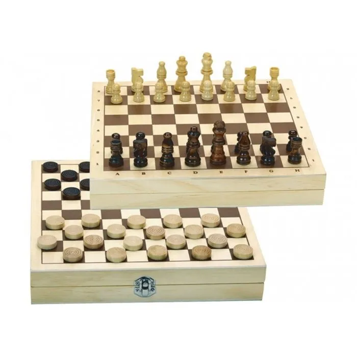 Jeux de plateau - L'ARBRE A JOUER - Jeux de dames et d'échecs - Coffret en bois - Mixte - 6 ans et plus-0