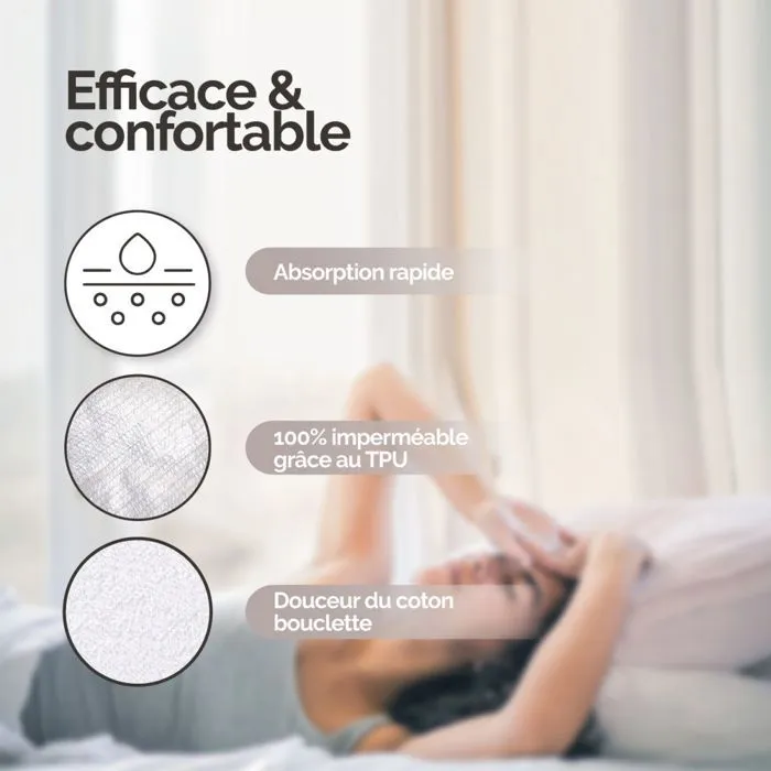 Alèse, protège matelas imperméable et respirant - Coton et TPU - 140 x 200 cm - Blanc - Vivezen-2