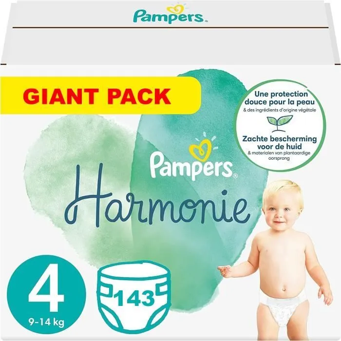 PAMPERS HARMONIE TAILLE 4 143 COUCHES (9-14 KG)-0