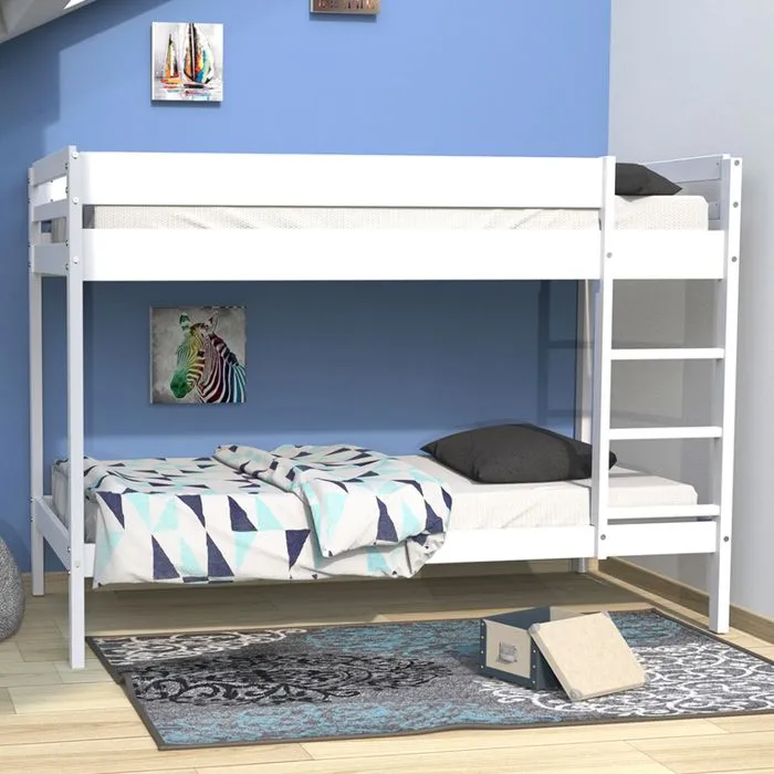 Lit superposé - WEBER INDUSTRIES - Brice - Bois - Blanc - 90x190 cm-0