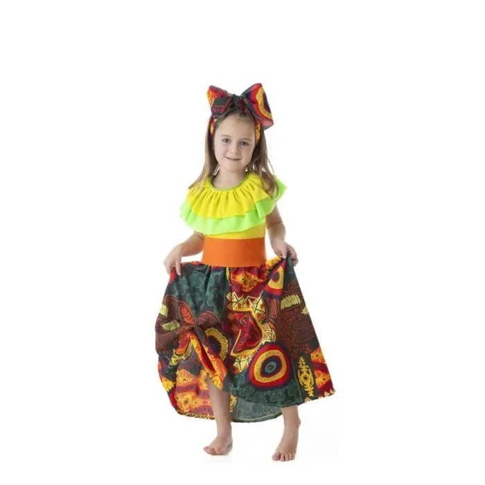 Déguisement cubain - LLOPIS - Fille 11-13 ans - Multicolor - Robe, ceinture, mouchoir-0