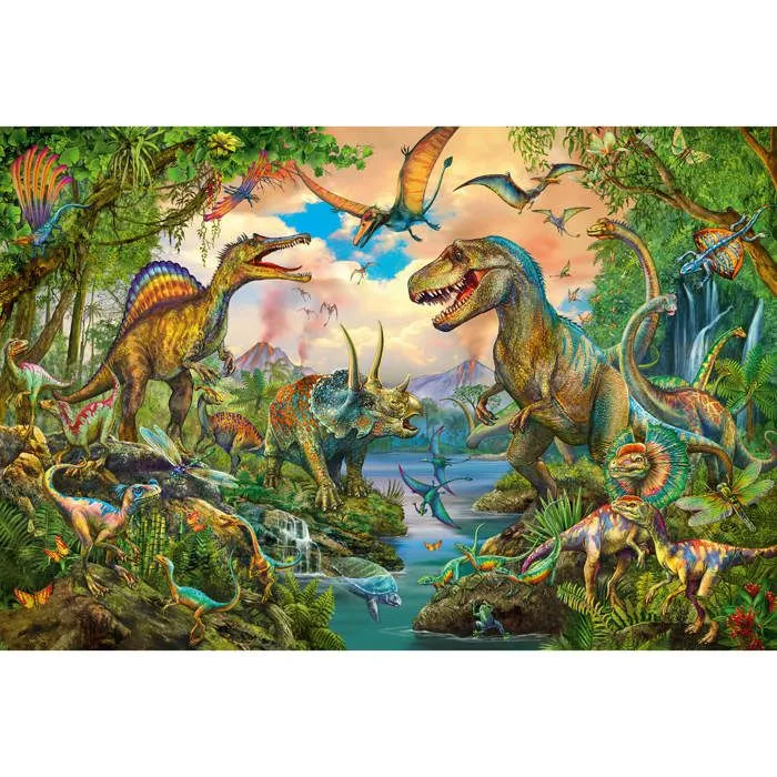 Puzzle 150 pièces : Dinos sauvages, avec tatouages-0