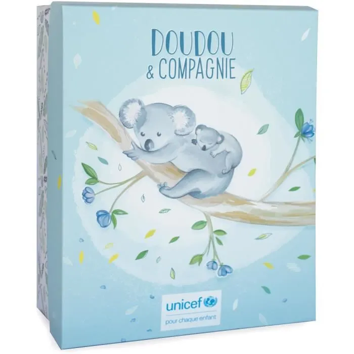 Doudou et Compagnie -UNICEF BEBE et MOI - Koala - 25 cm - Gris - Boite cadeau - DC3791-2