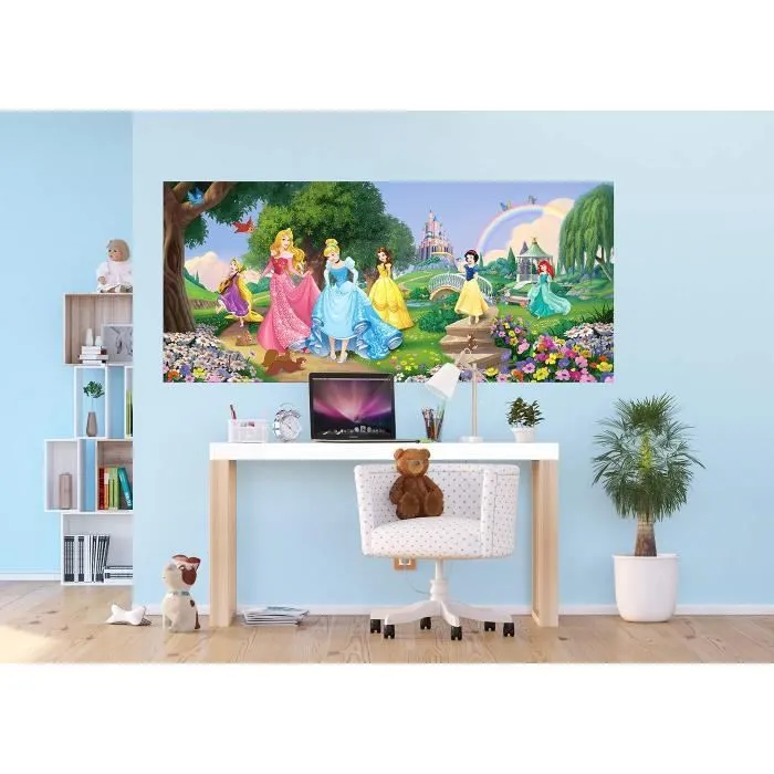 Poster Château et Princesses Disney intissé 202X90 CM - DISNEY - Décoration murale - Enfant - Pour les enfants-1
