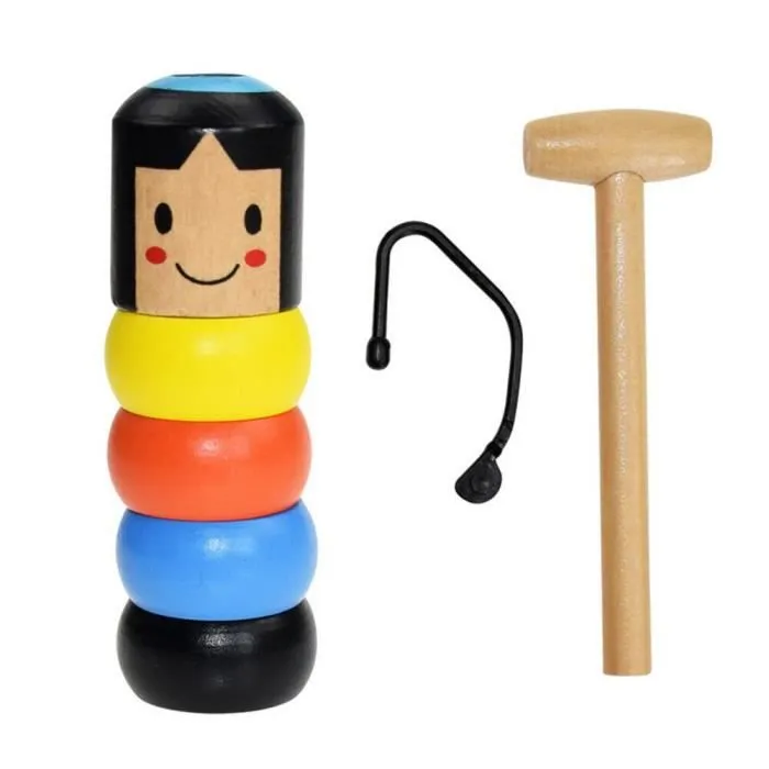 Jouet Daruma Homme en bois Têtu Incassable Magique - Mixte - Noir - 3 ans et plus-1