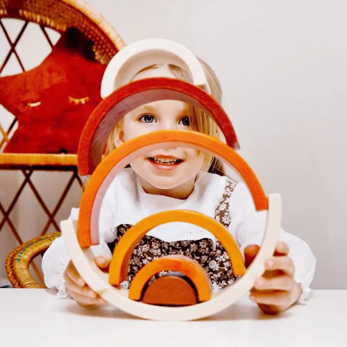 Jouets empilables - Bigjigs Toys - Arches empilables arc-en-ciel - 7 pièces - Bois - 18 mois et plus-1