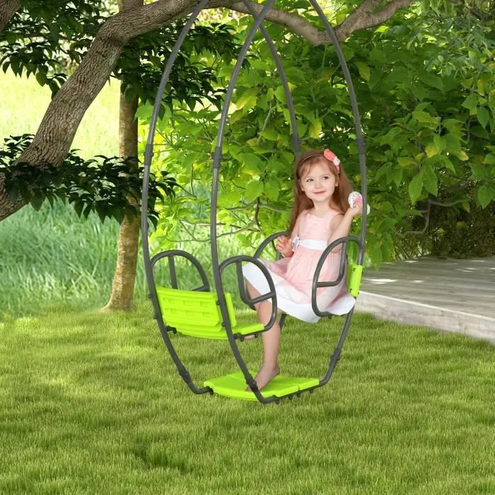 Outsunny - Balançoire pour enfants - Métal - 110.5x40.5x180cm - Vert-1