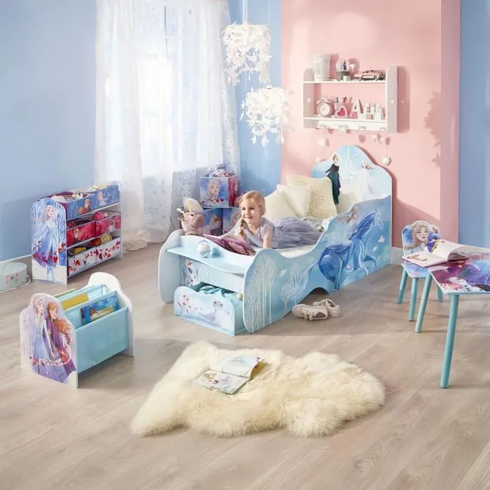 Disney La Reine des Neiges - Lit pour enfants avec étagère et tiroir de rangement sous le lit pour matelas 140cm x 70cm-6