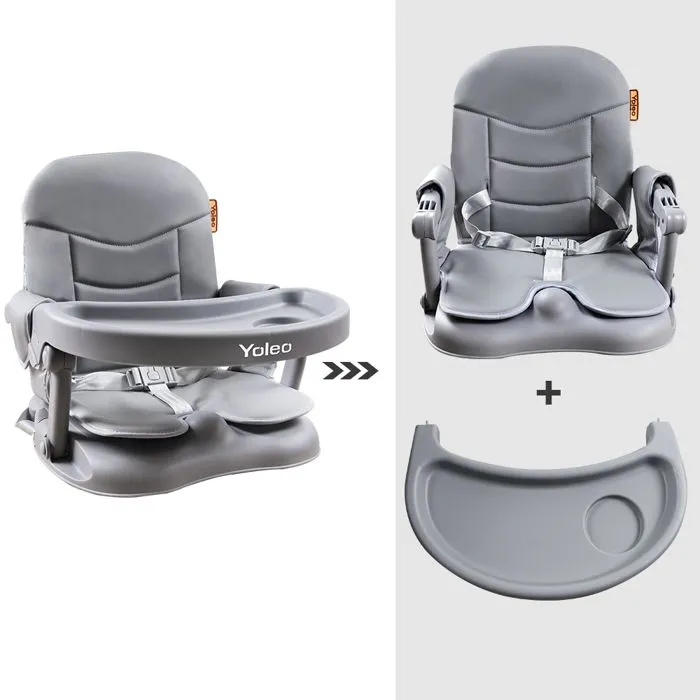Réhausseur Chaise Enfant Pliable Haute Bébé Portable, Siège Bébé, Chaise repas en Hauteur Réglable, Plateau Amovible, avec Coussin-1