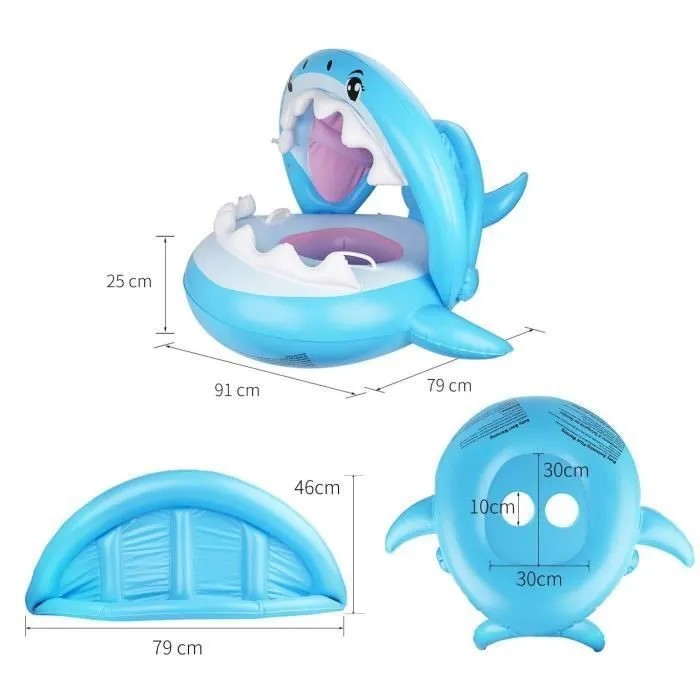 Bouee Bebe avec Toit de Protection Solaire Bouee Siege Bebe avec des Cloches à l'intérieur Flotteurs Bébé de 6 Mois à 36 Mois-3