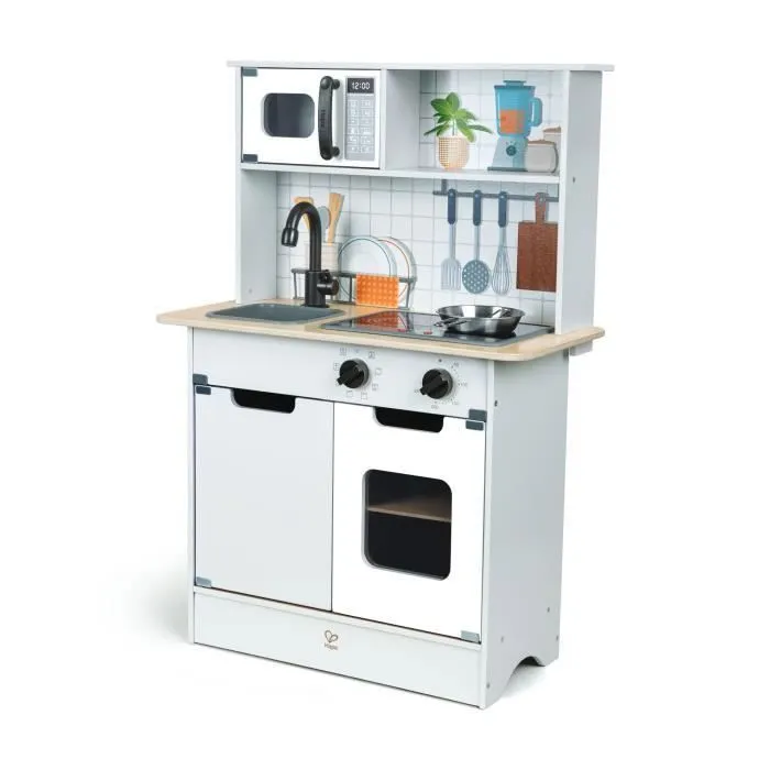 HAPE - Cuisine intéractive en bois pour enfant - 60 x 91,8 x 30 cm - À partir de 3 ans Gris --1
