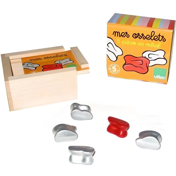 Jeu d'osselets - VILAC - Coffret à rayures - Enfant - 3 ans - Beige-0