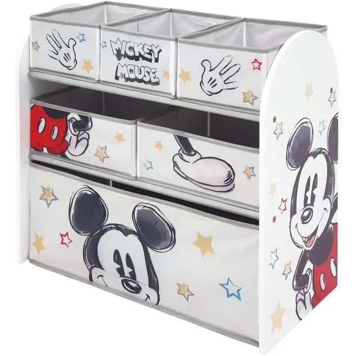 Meuble de Rangement Disney - Mickey Mouse - 6 tiroirs en tissu - Blanc-1
