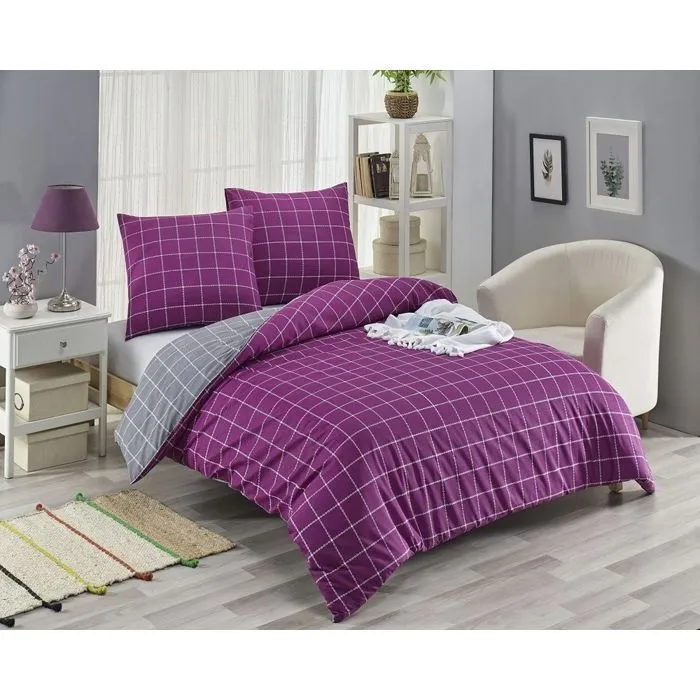 Parure de lit - TRENDY - Violet - 220x240 cm - 80% Coton - Imprimé-3