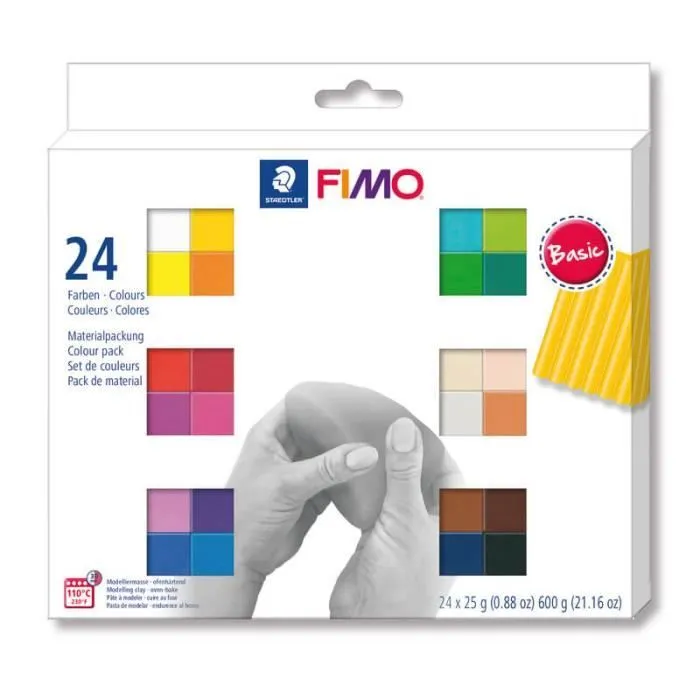 Pate Fimo - Soft - 24 demi pains - Couleurs basiques - 26g-0