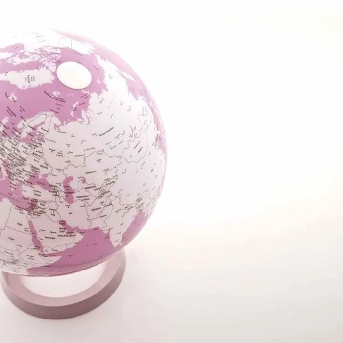 Globe terrestre lumineux design blanc et corail - ATMOSPHÈRE - Ø 30 cm - PMMA et polycarbonate - Intérieur-2