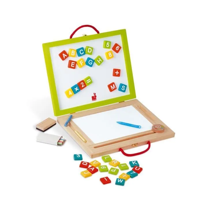 Tableau Magic 4 en 1 - JANOD - Dès 3 ans - Bois - 42 lettres et chiffres magnétiques-0