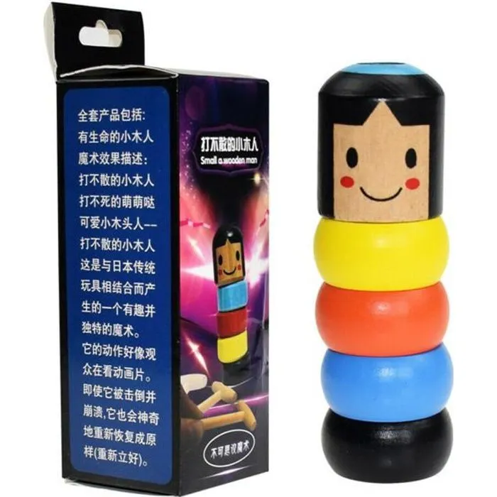 Jouet Daruma Homme en bois Têtu Incassable Magique - Mixte - Noir - 3 ans et plus-0