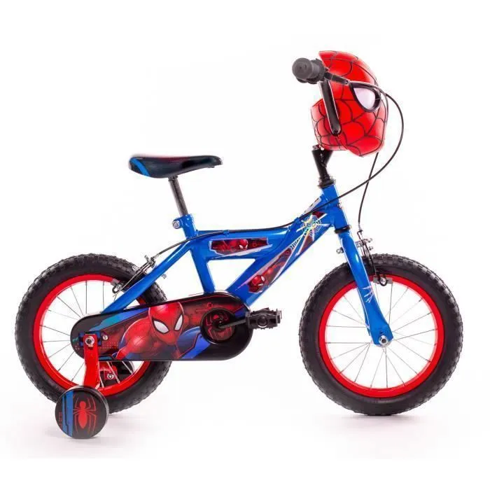 Vélo Enfant Marvel - Spiderman - Roues 14" - Age 4 à 6 ans - 2 Freins - Stabilisateurs - Garde-Boue - Bleu - Produit HUFFY-1