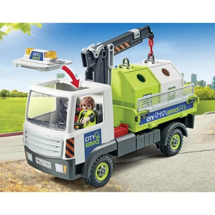 PLAYMOBIL 71431 Camion-grue de recyclage de verre - City Action - Avec grue pivotante - Dès 4 ans-2