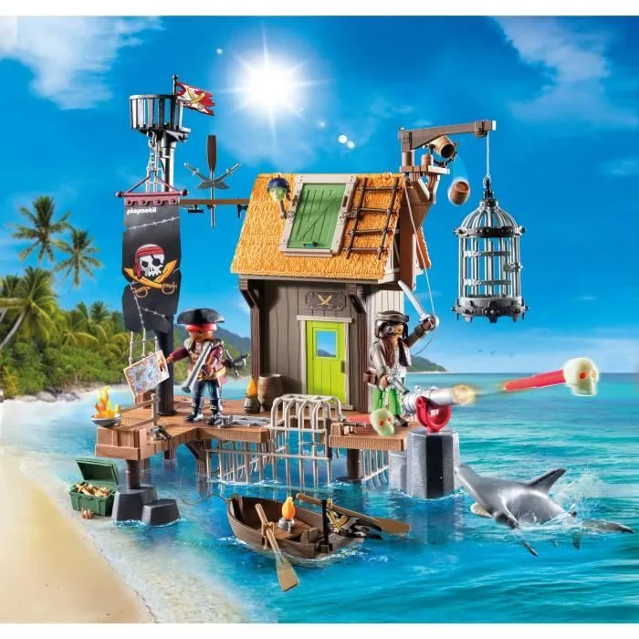 PLAYMOBIL 71792 Port de pirates avec repaire, prisons et canon, 165 pièces, Les Pirates, dès 4 ans-1
