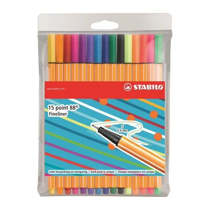 STABILO 15 stylos-feutres "Individual just like you" - Point 88-0