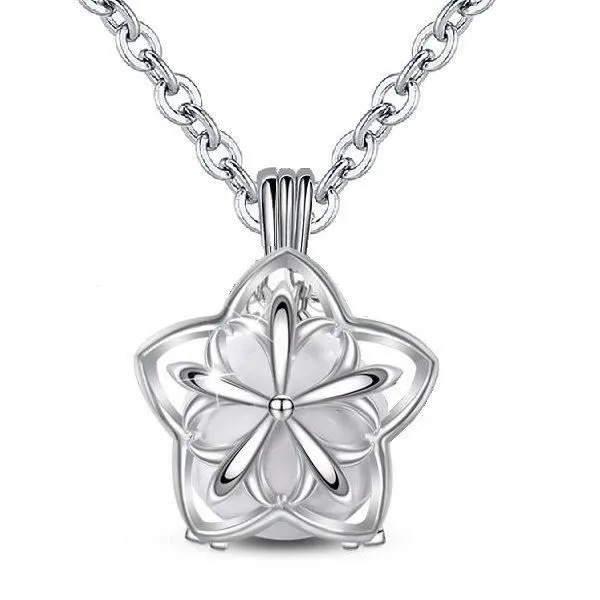 Collier Bola de grossesse fleur étoilée boule blanche-0