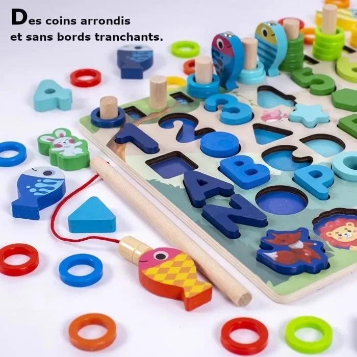 Jeux Montessori 1 2 3 4 5 Ans-Jouet en Bois-Puzzle Enfant-Jeux educatif-Apprendre a Lire-Alphabet Montessori-Cadeau Fille Garçon-2