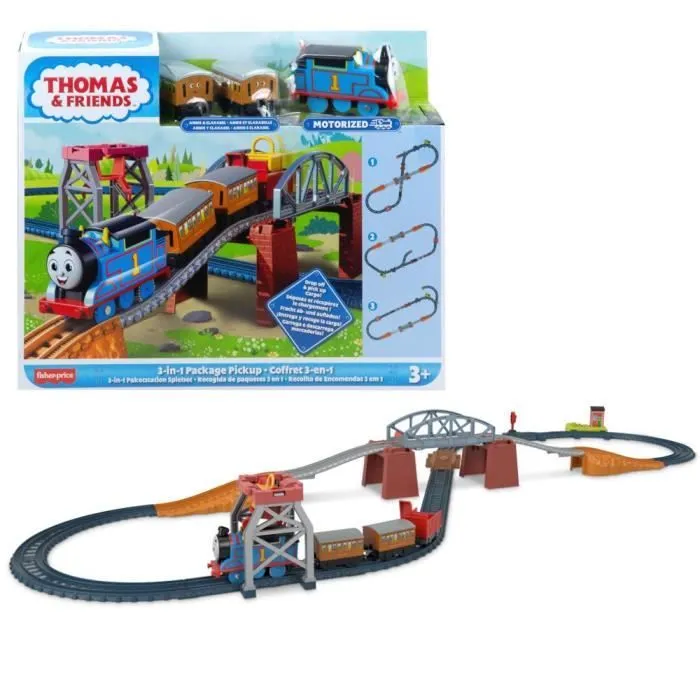 Coffret 3 en 1 - MATTEL - Thomas et ses Amis - TrackMaster - Locomotive Thomas avec remorques Annie et Clarabel-0