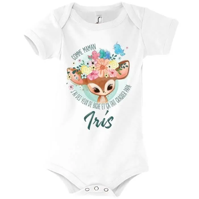 Iris | Body bébé prénom fille | Comme Maman yeux de biche | Vêtement bébé adorable pour nouvea 3-6-mois-0