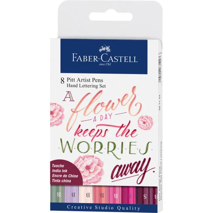 Feutres - Faber-Castell - Pitt Artist Pen - 8 Feutres - Nuance de Rose - Avancé-0
