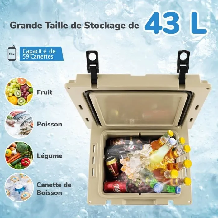 Glacière à Roulettes Portable - COSTWAY - 43L - Isotherme Hermétique - Poignée Trolley en Aluminium-1